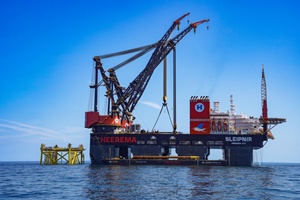 East Anglia Three offshore converter station foundation installed in North Sea
