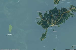 Excerpt of the Saare 1 sea area from the map application for superficies licences for public water bodies of the Estonian Land and Spatial Development Board