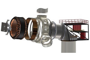 Exploded view of the main components of OptiGens 15 MW design